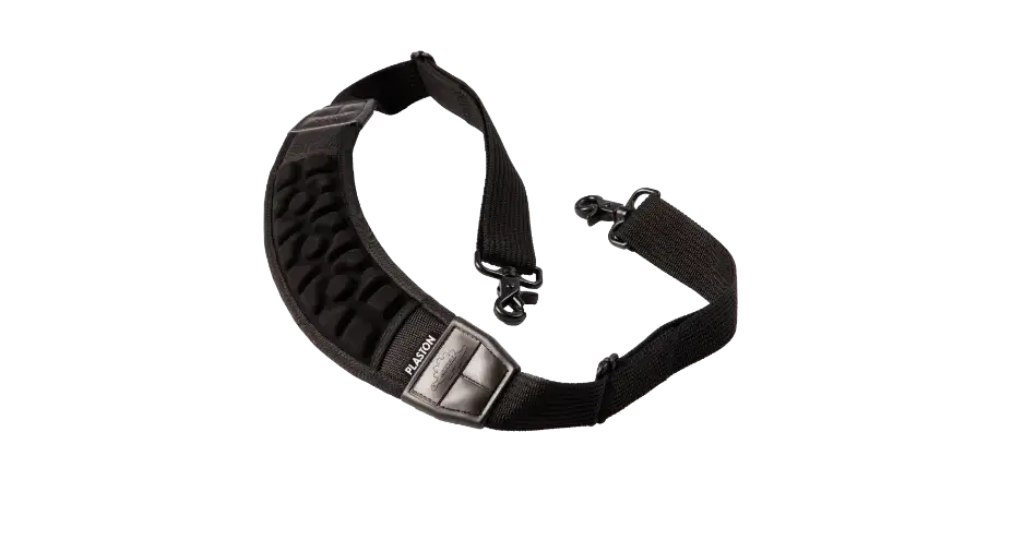 Padded black dog head halter with adjustable straps and metal clips for gentle steering and control